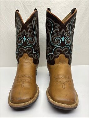 Cowboy Legend Two-Tone Western Leather Boots, SZ 3 little boy